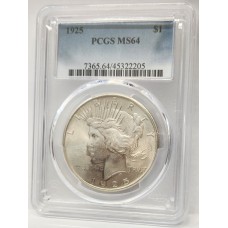 UNITED STATES OF AMERICA 1925 . ONE 1 DOLLAR COIN . PCGS SLABBED